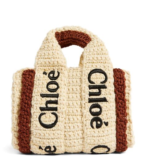 chloe crochet bag|chloe woody tote bags.